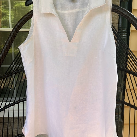 NEIMAN MARCUS LINEN WHITE SLEEVELESS TOP - Picture 6 of 13